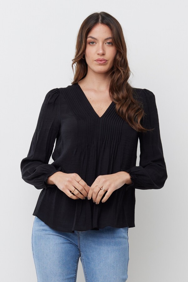 Blusa Plisada NEGRO