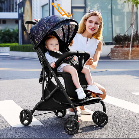 Coche Plegable Premium Expert Kids Paragüita Cama Negro