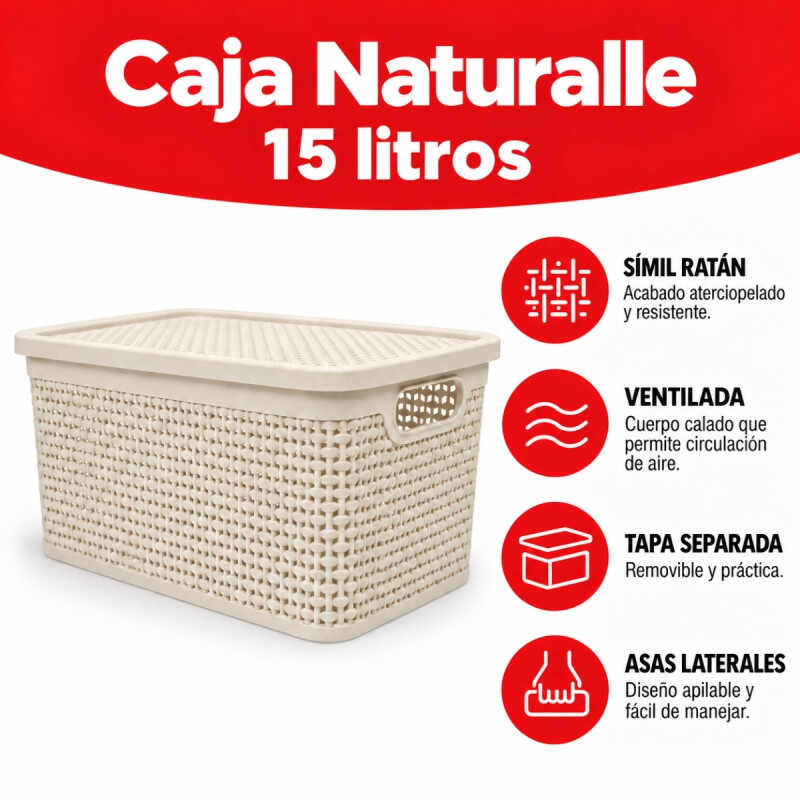 Caja simil ratán 15 lts BEIGE