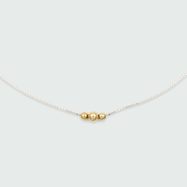 Cadena MOON en plata 925 con tres esferas de oro 18k Cadena MOON en plata 925 con tres esferas de oro 18k