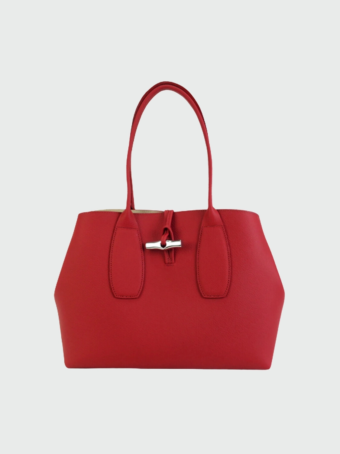 Longchamp -Cartera clásica de cuero, Roseau Rojo