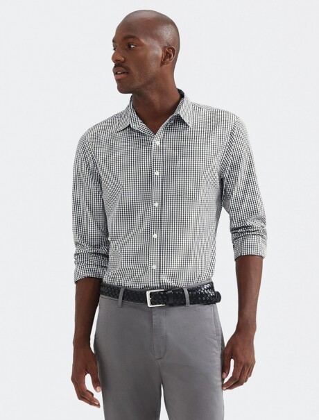 CAMISA MODELO SLIM A CUADRILLÉ CELESTE