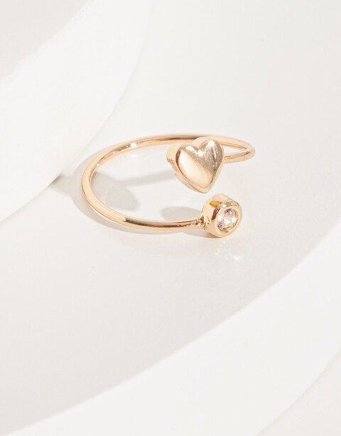 Anillos Chicos Strass Anillo De Metal Corazón Y Strass - Dorado