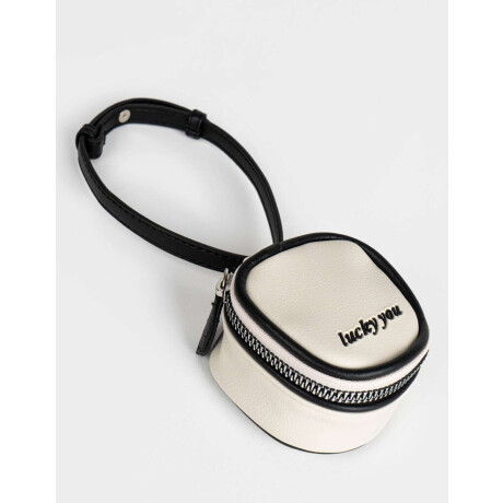 Monedero Negro Con Correa Combinación Bicolor