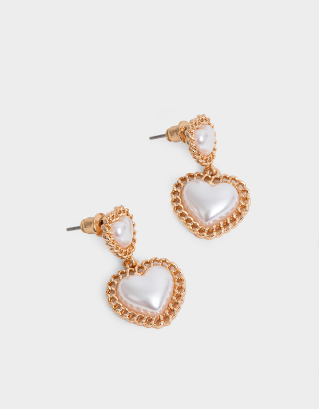 Aros Colgantes Cortos Con corazón Aros Colgantes Con Corazón - Dorado