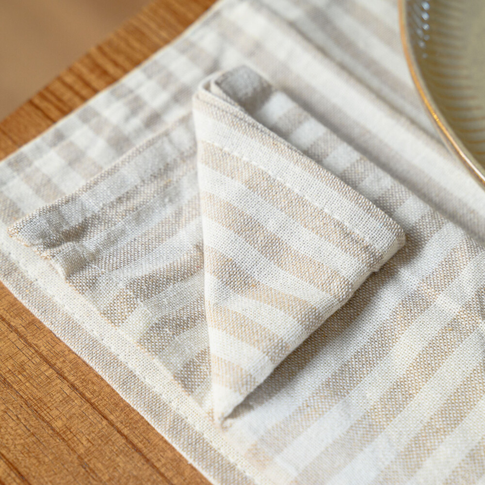 SET X2 SERVILLETAS ALGODON NATURAL-BEIGE STRIPE BEIGE