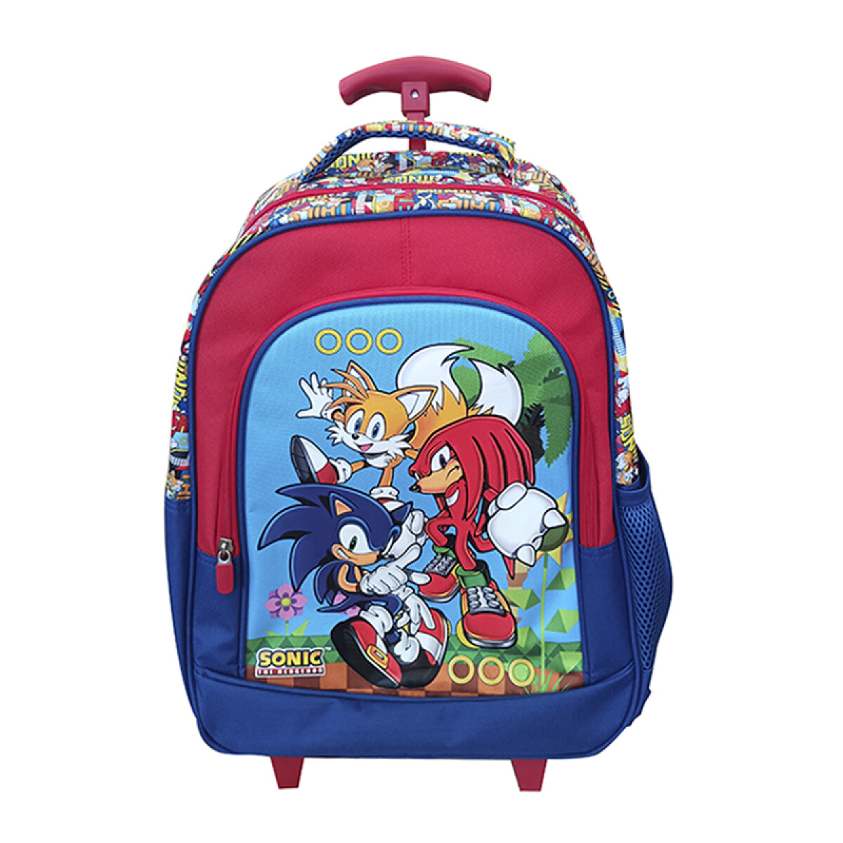 Mochila Infantil Sonic con Carro Jacquard Grande 40 x 30 cm - ROJO 