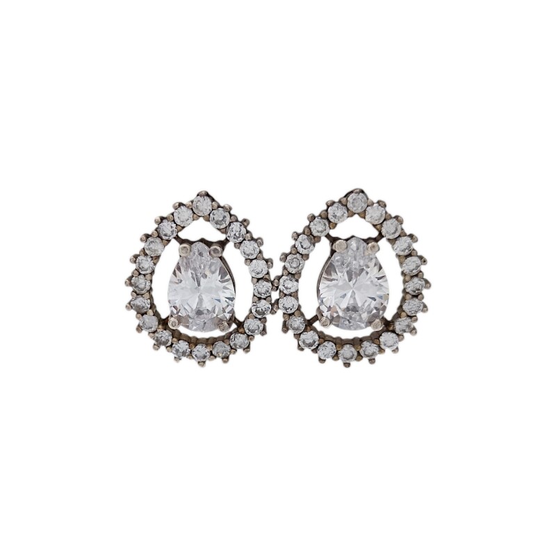 Caravanas Gotas-Plata 925-Piedra Zirconia-CA3007 Conpiedra