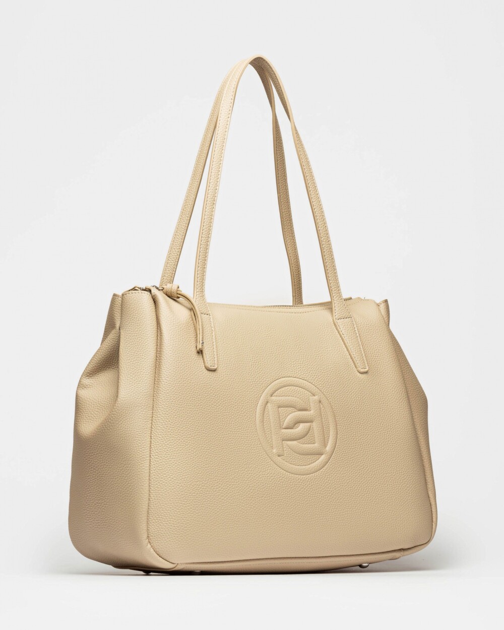 Bolso Sign en efecto cuero Natural