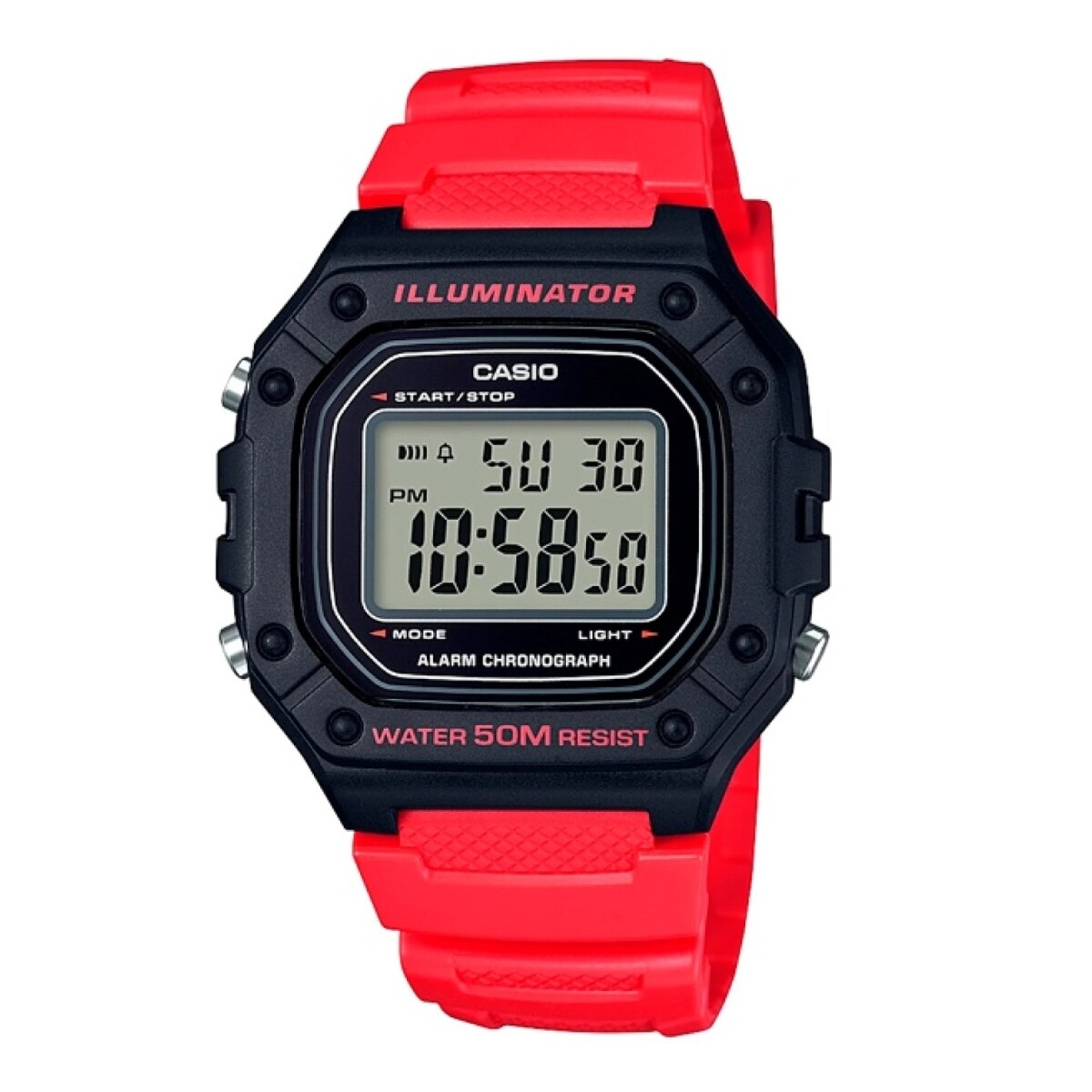 Reloj CASIO W218H-4BVDF Resina Rojo Esfera 42mm 