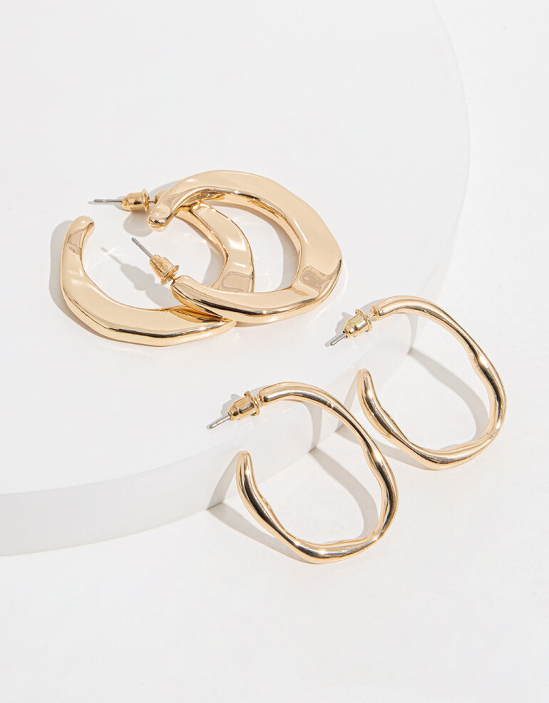 Aros Argollas Set Metal Sets De Aros - Dorado