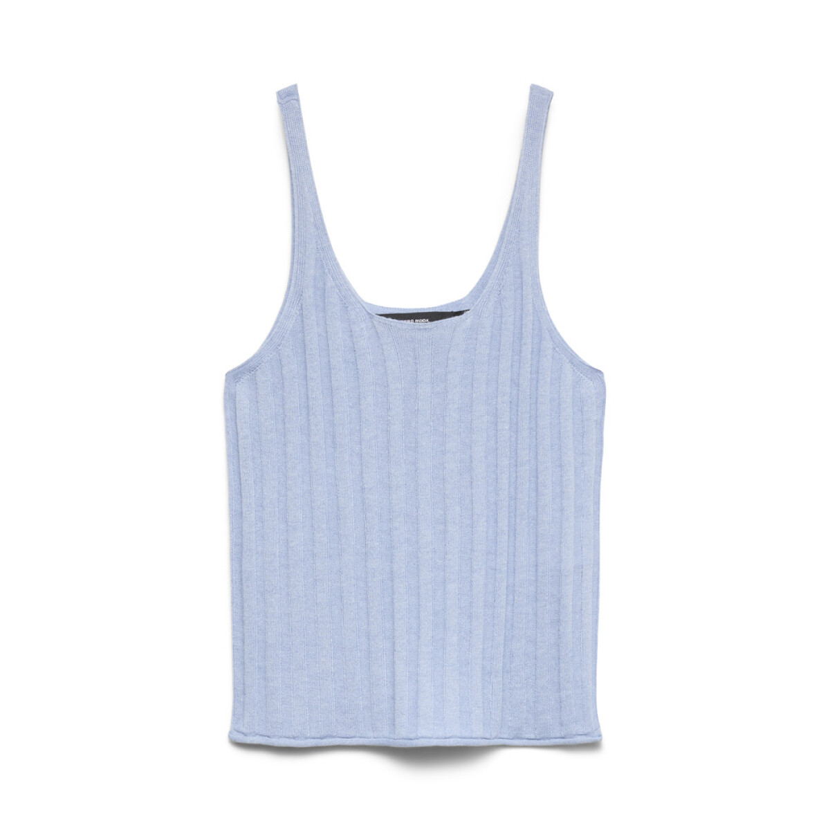 VMLULA LINEN SL O-NECK TOP NOOS - Brunnera Blue 
