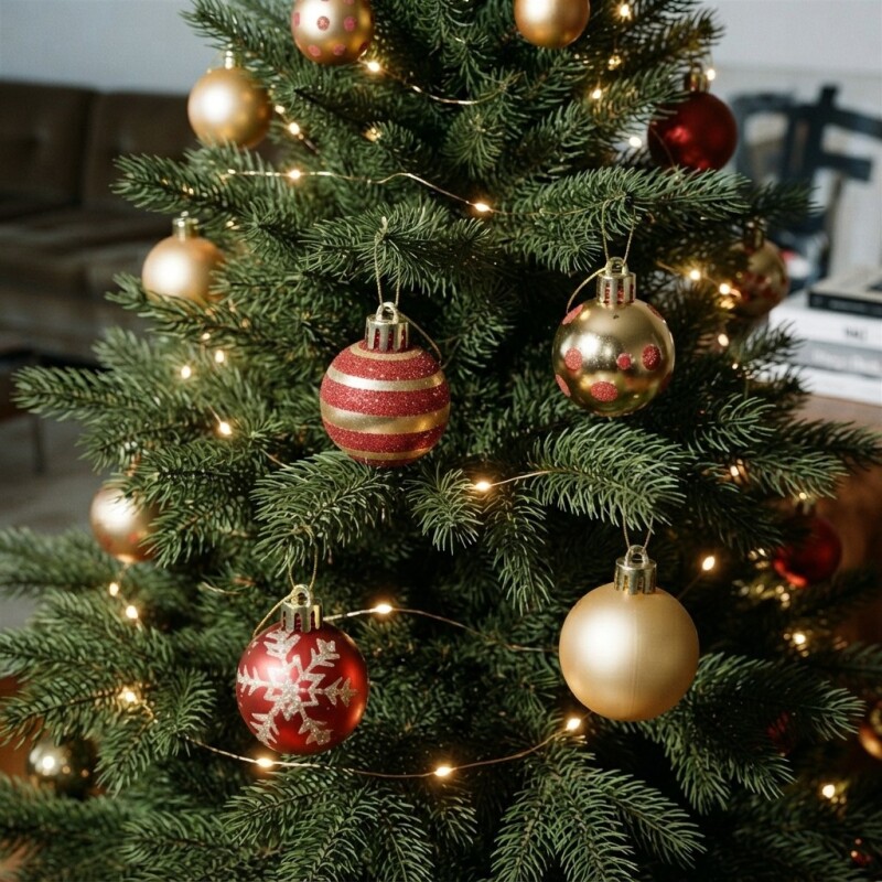 Set x50 chirimbolos 4 cm para árbol de navidad - Rojo y dorado Set x50 chirimbolos 4 cm para árbol de navidad - Rojo y dorado