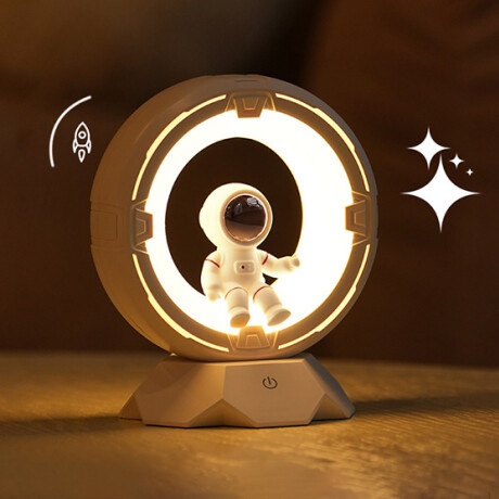 Lampara Veladora Astronauta En Anillo De Luz Blanco