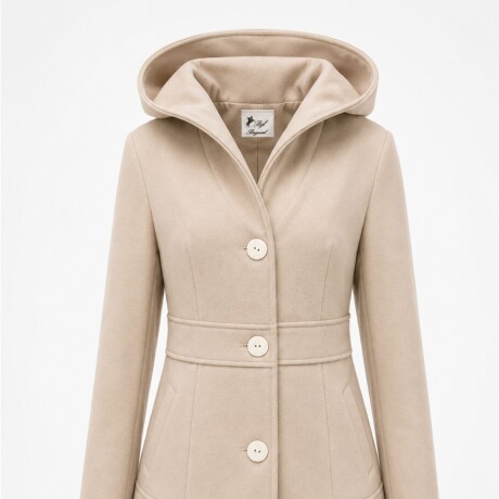Abrigo 100% Lana con Capucha Amanecer Beige