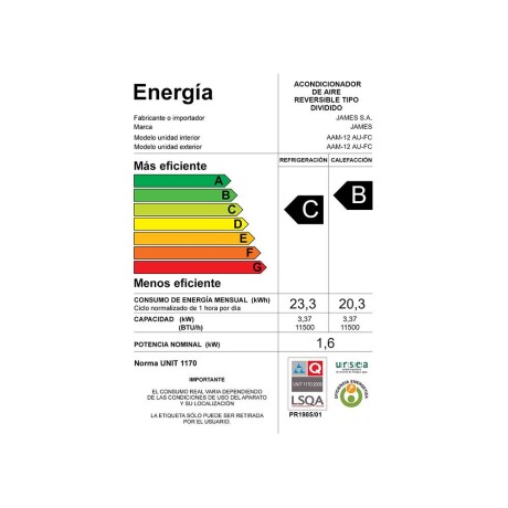 Aire Acondicionado James 12.000 BTU ON/OFF Aire Acondicionado James 12.000 BTU ON/OFF