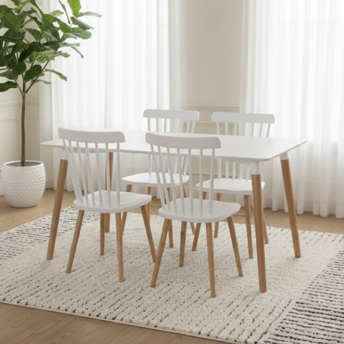 Juego de comedor 4 sillas Windsor - Blanco 