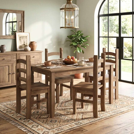 Juego De Comedor 4 Sillas Corona Madera Oscuro