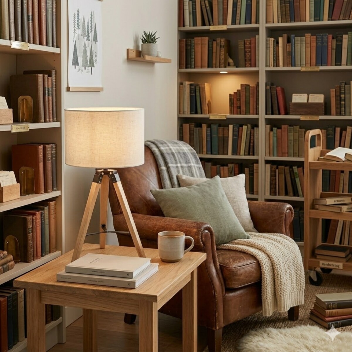 Portátil nórdica tela natural estilo trípode E27 70CM 