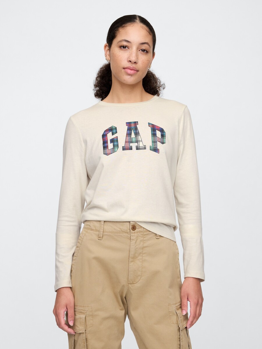 Remera Logo Gap Manga Larga Mujer - Chino 