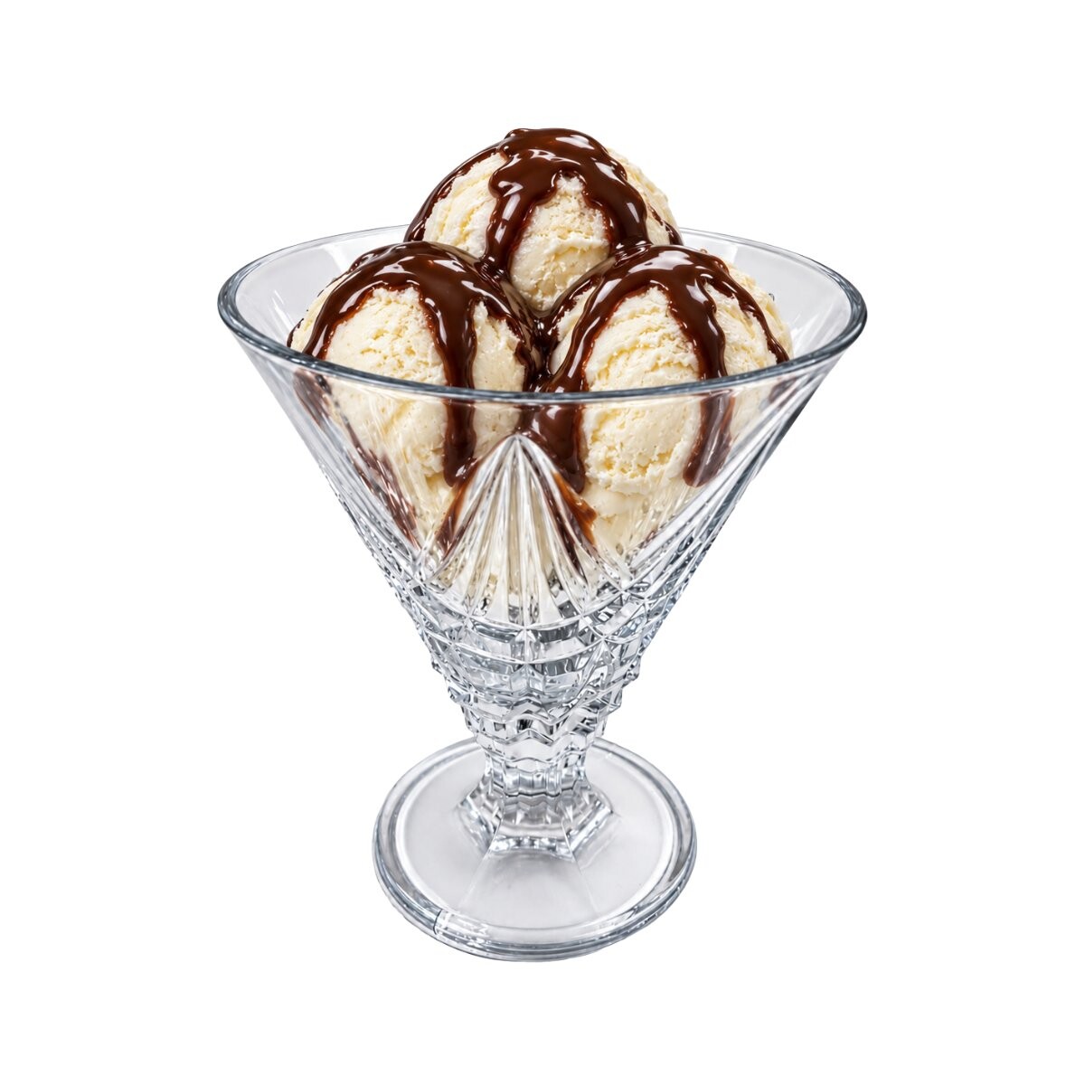 Set de 4 copas de vidrio labrado para helado 230ml 
