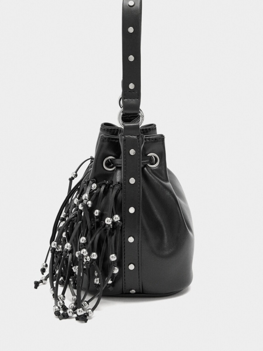 Bolso De Fiesta Con Flecos Y Cuentas negro