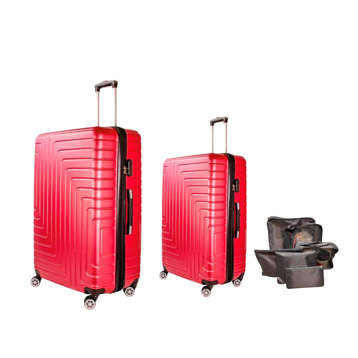 Set de 2 Valijas de mano rigidas con set organizador - Rojo 