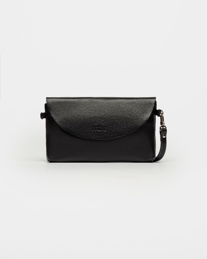 Mini bag Viena en cuero liso satinado Negro