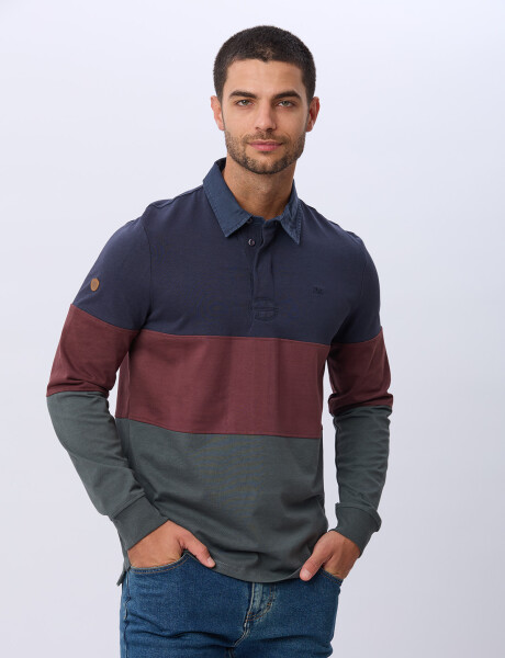 POLO RAYADA DE ALGODÓN Azul