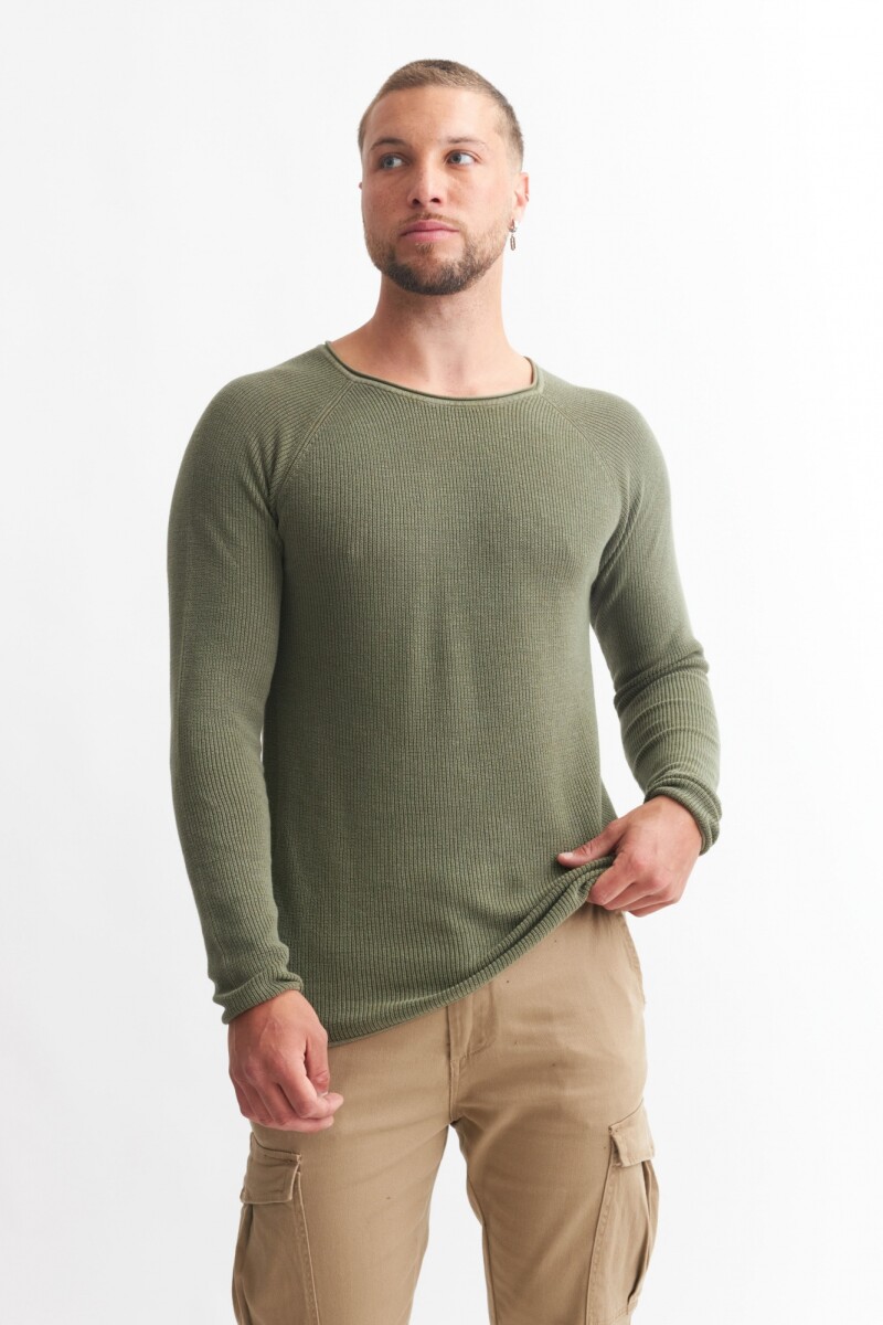 Sweater manga ranglán - Verde oliva 