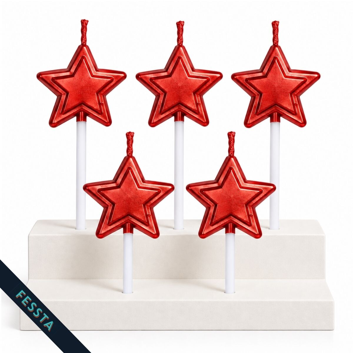 Vela Estrellas x5 Und - Rojo 