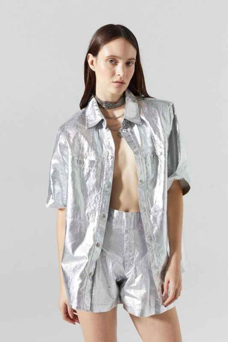 Soho Metallic Linen Shirt Plata