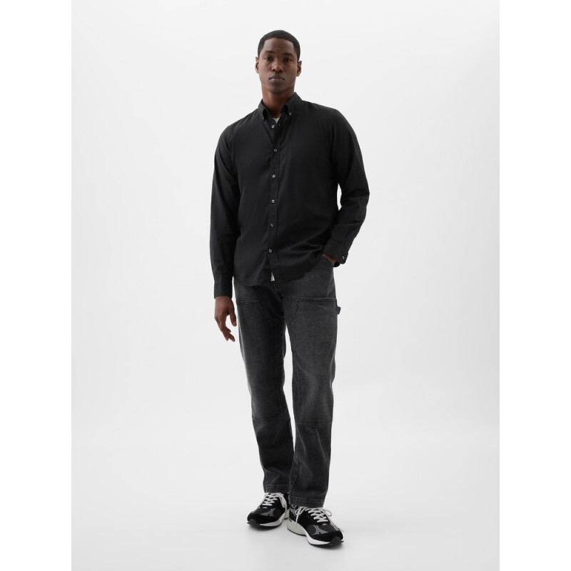 V-LS STANDARD STRETCH POPLIN TRUE BLACK V2