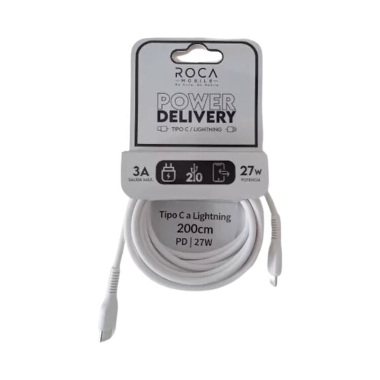 CABLE DE DATOS TIPO-C A TIPO-C 2M ROCA Blanco