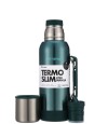 Termo Slim 750Ml. Con Base Silicona Verde Metalizado