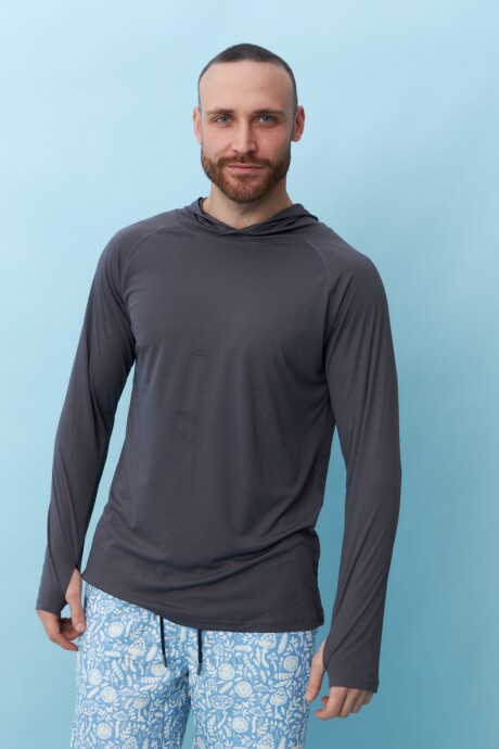 Remera UV con capucha Gris