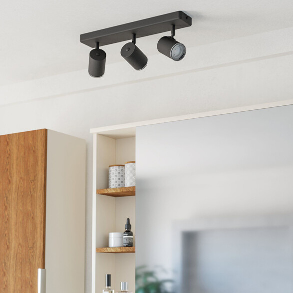 Aplique de pared acero negro 3xGU10 EG6402