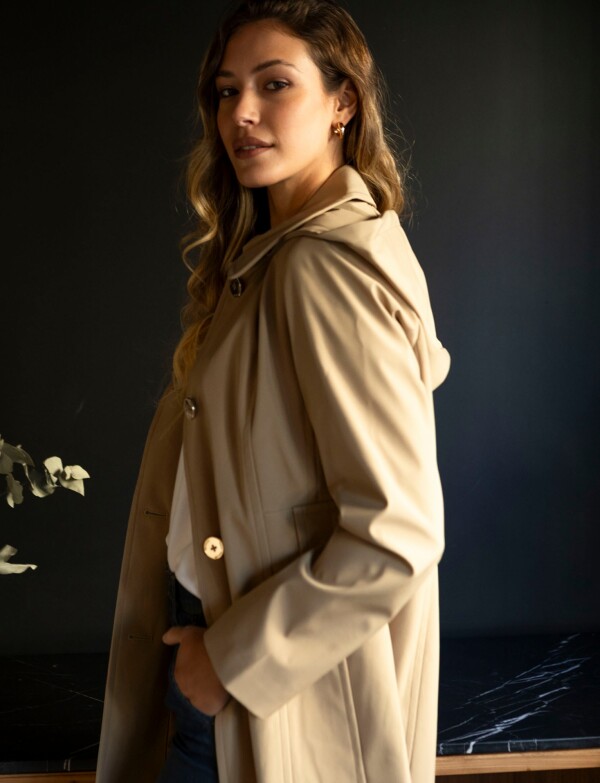 Gabardina Impermeable Capucha BEIGE