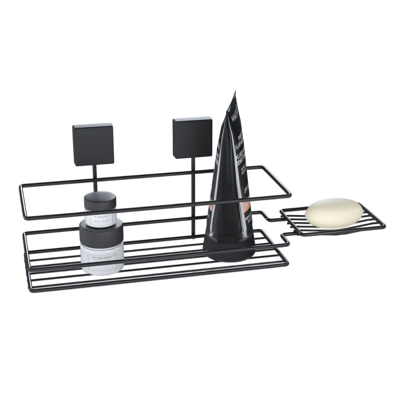 Soporte para shampoo con jabonera NEGRO