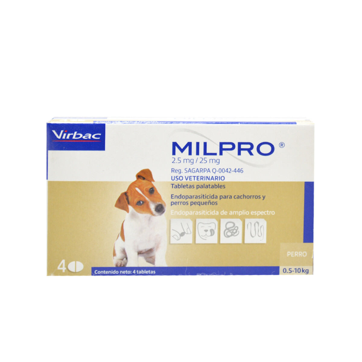 Milpro Perro 0.5 A 10kg (4 Comprimidos) 