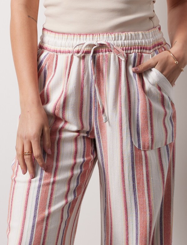 Pantalon Lino MULTI/CORAL