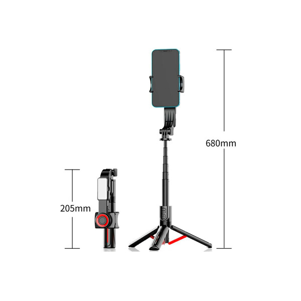 Palo selfie estabilizador C09 con tripode y luz led Palo Selfie Estabilizador C09 Con Tripode Y Luz Led