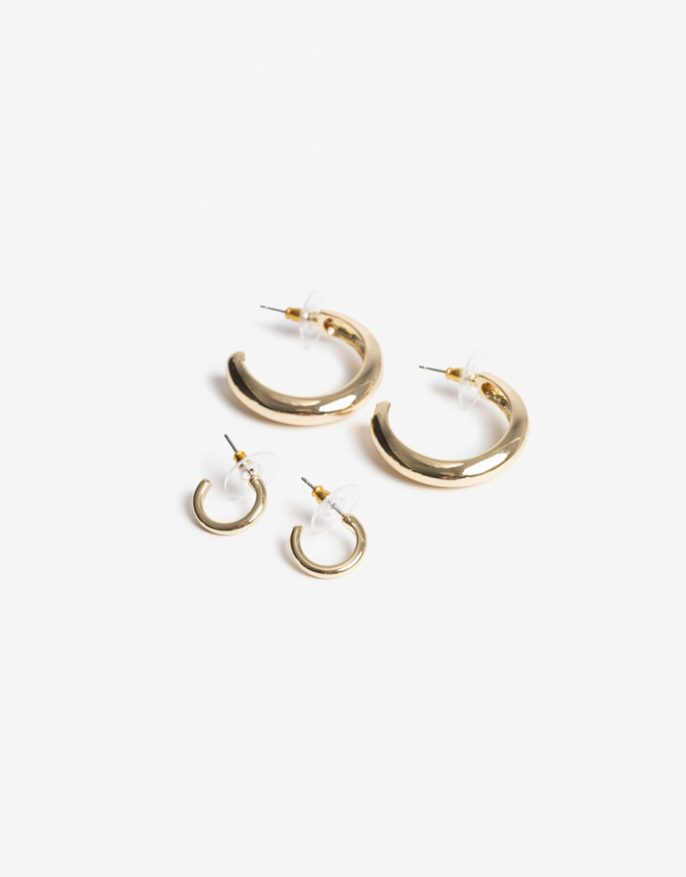 Aros Argollas Set Metal Set De Argollas Metal Bold - Dorado