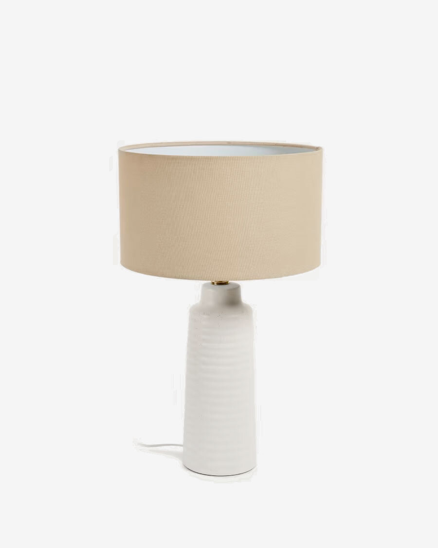 Lámpara de mesa Mijal de cerámica con acabado blanco Lámpara de mesa Mijal de cerámica con acabado blanco