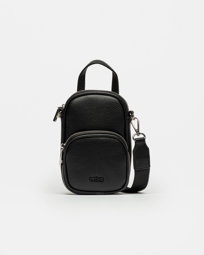 Porta Celular Baby Donna En Efecto Cuero Graneado Negro
