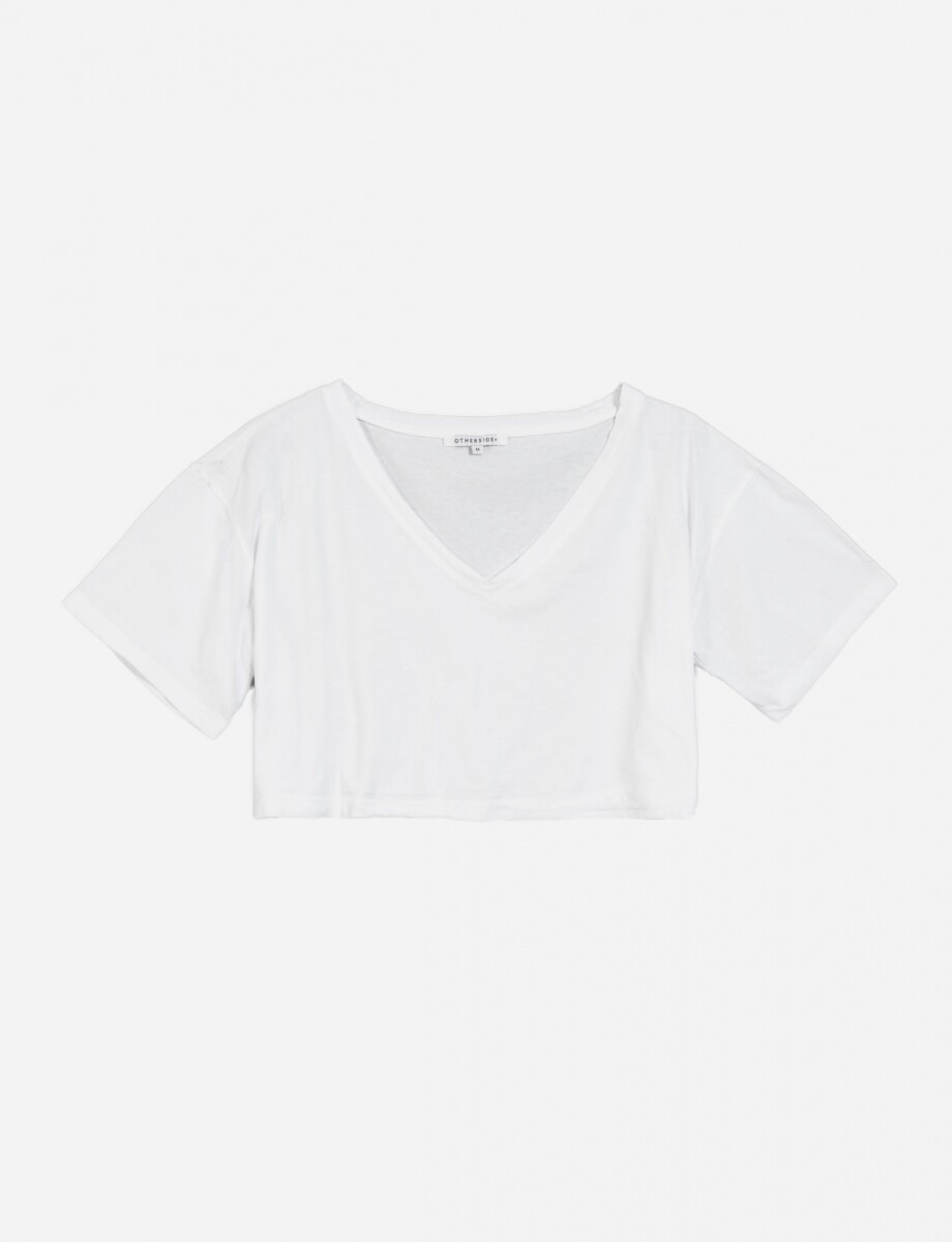 Crop top escote en V - Blanco 