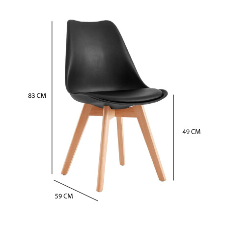 SILLA DE COMEDOR EAMES ACOLCHONADA Silla Eames Negra con Asiento Acolchado