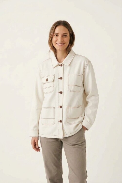Campera denim larga BLANCO