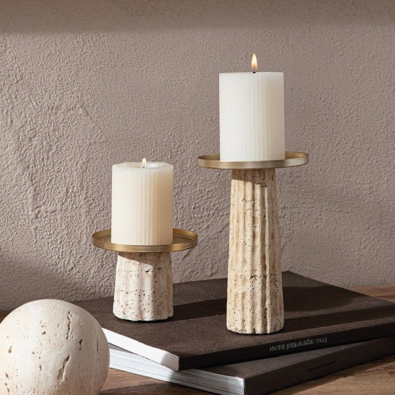 CANDELABRO ALTO 10x10x16CM CEMENTO CANDELABRO ALTO 10x10x16CM CEMENTO