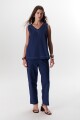 PANTALON LINO STRECH AZUL